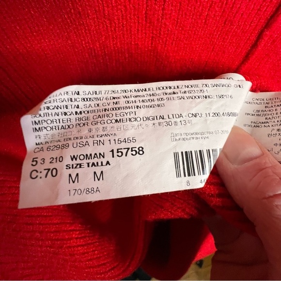 Mango Oversized Chunky Rib Knit Sweater with Balloon Sleeves Orange Size Small - Picture 7 of 10